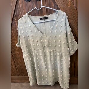 Women’s top mint/sea foam green color with Swiss dot pattern